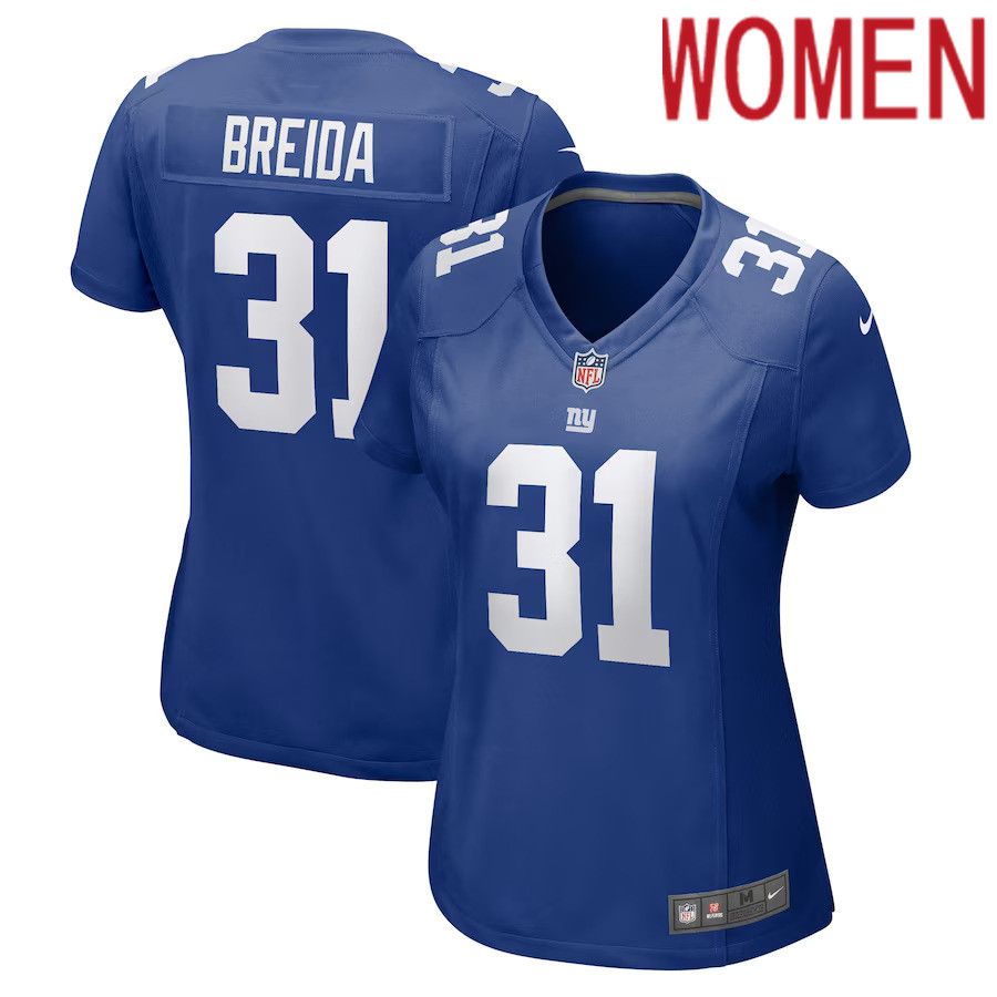 Women New York Giants #31 Matt Breida Nike Royal Game NFL Jersey->women nfl jersey->Women Jersey